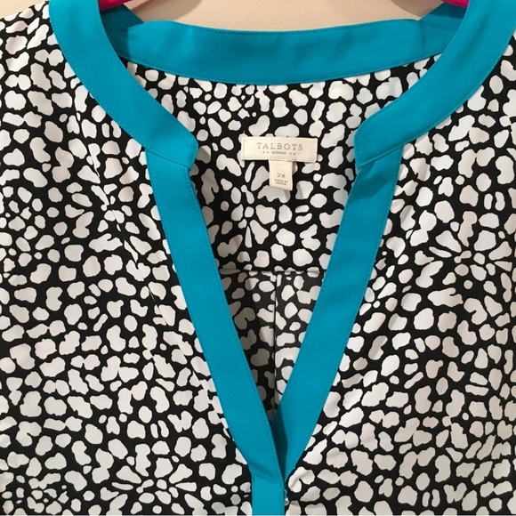 Talbots Tunic Tank Top Printed White Black Plus 2x New Womens - Picture 5 of 5